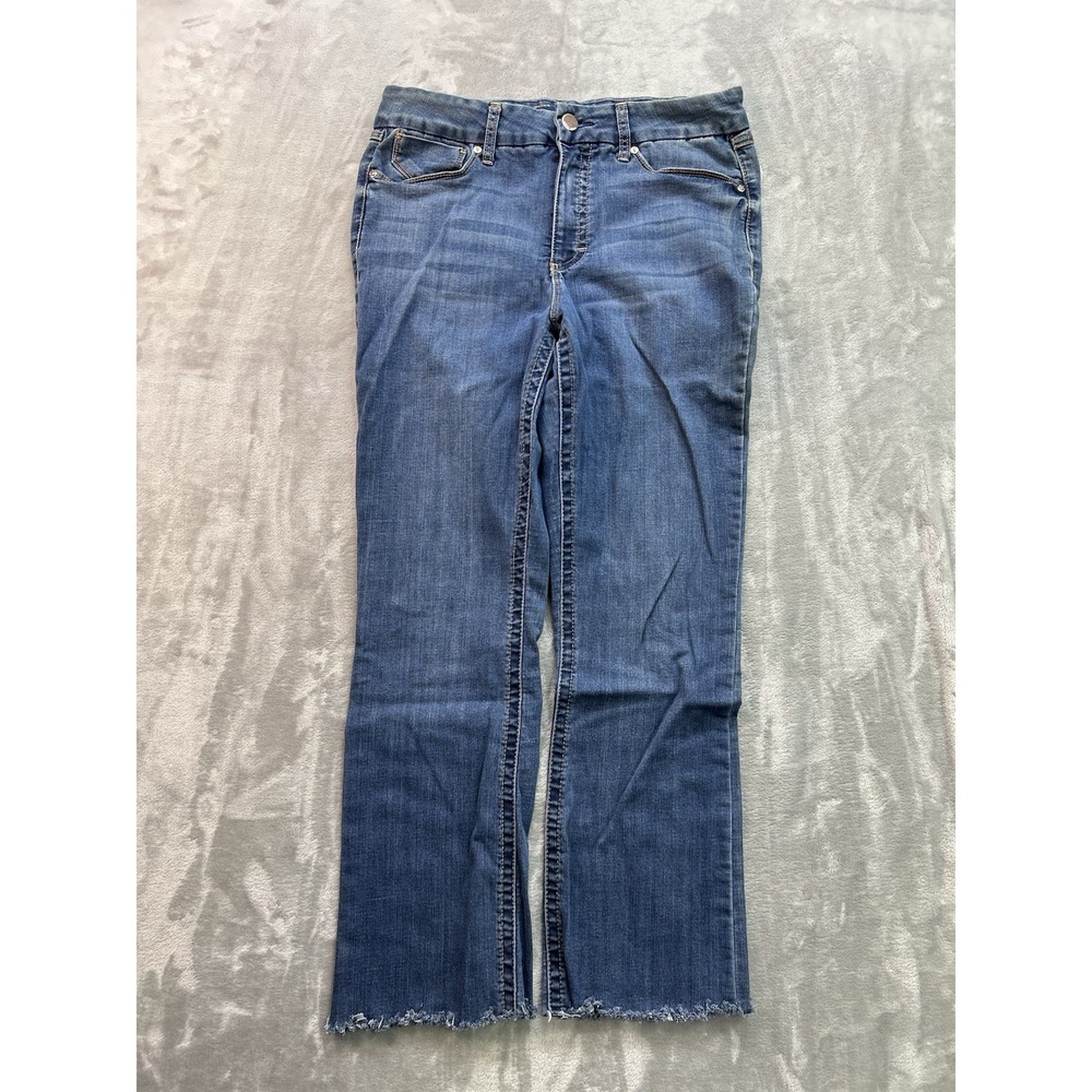 Seven7 Jeans Women Sz 14 Blue Bootcut Crop Stretch Western Cowgirl Mid Rise Fade
